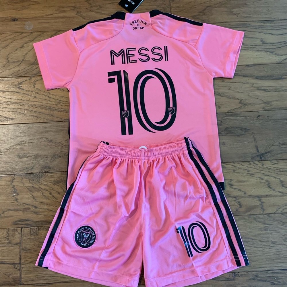 3T-4T TODDLER PLAYOFF MESSI SOCCER JERSEY HOME PINK SIZE 18 AGE 3-4